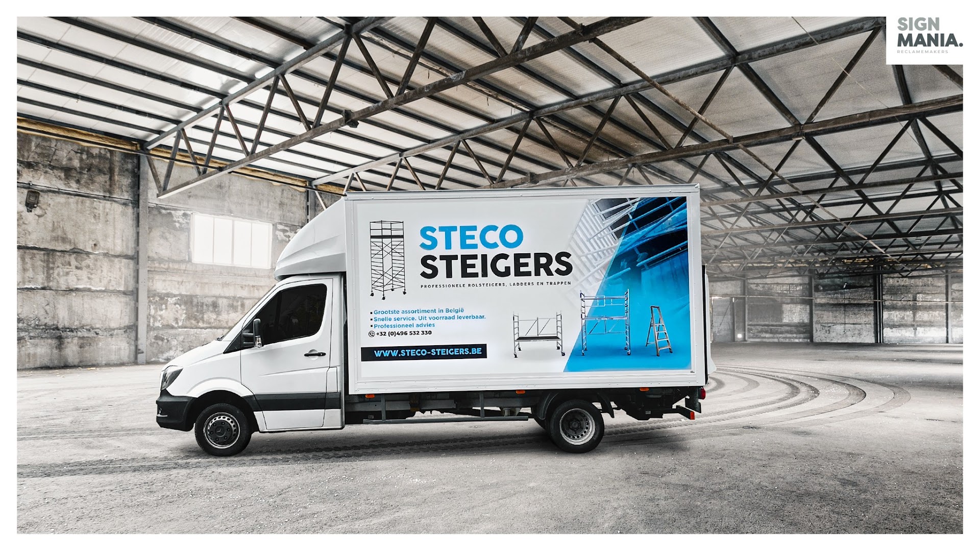 Foto van Steco Steigers | Groothandel steigers, stellingen, rolsteiger, kamersteigers, gevelsteigers, trappen & ladders in Maaseik — Groothandelaar