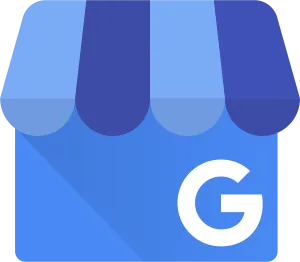 Google Business Profile icoon logo met blauw winkelpand en letter G voor Google lokale bedrijfsvermelding | Varamedia