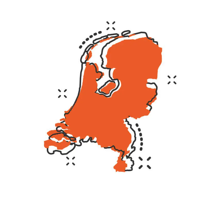 Oranje illustratie van de kaart van Nederland