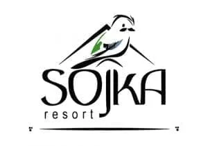 Logo van Sojka Resort met gestileerde vogel en bergtop