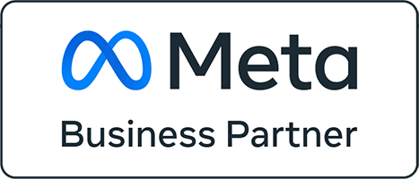 Meta Business Partner badge met blauw Meta-logo