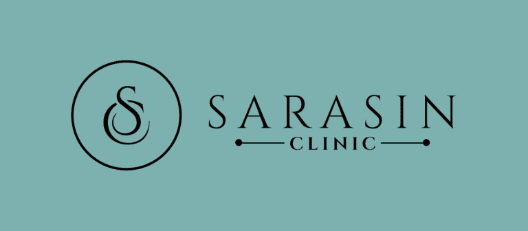 Logo van Sarasin Clinic op een groene achtergrond