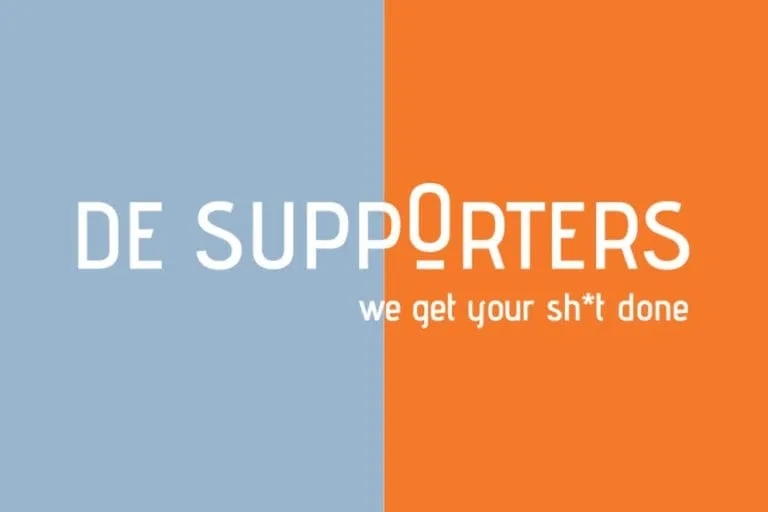 Logo van De Supporters met de tagline we get your sh*t done