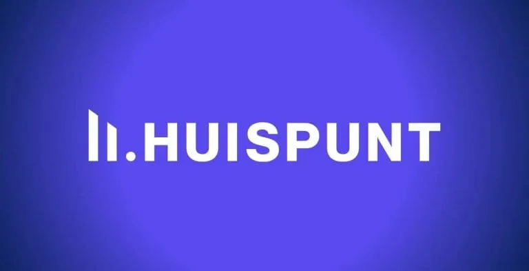 Logo van Huispunt op paarse achtergrond