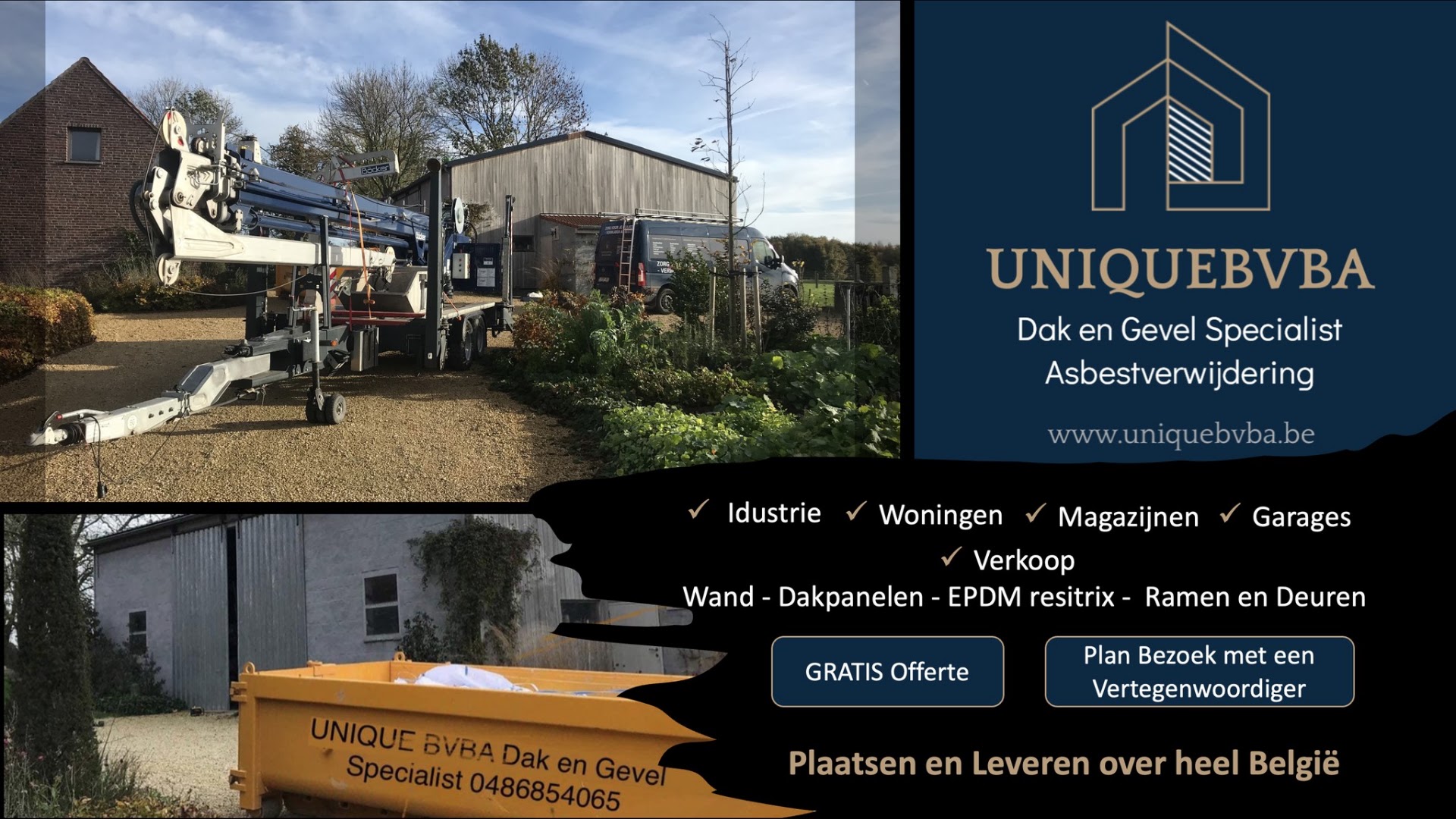 Foto van UNIQUE Dakwerken En Gevelwerken Specialist Asbest ALGEMENE BOUW & RENOVATIEWERKEN Merelbeke in Merelbeke-Melle, Bouwbedrijf (foto 2)