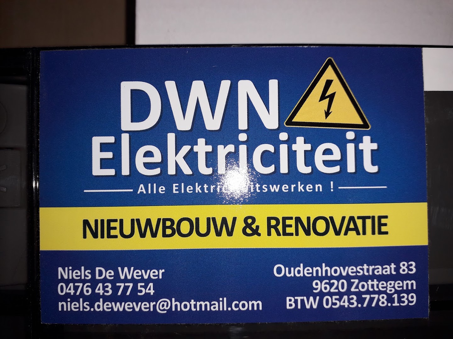 Foto van DWN Elektriciteit BV in Zottegem, Elektricien