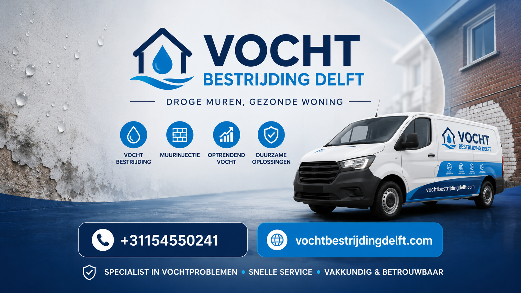 Foto van Vochtbestrijding Delft in Delft — Vochtweringsbedrijf Foto van Vochtbestrijding Delft in Delft — Vochtweringsbedrijf